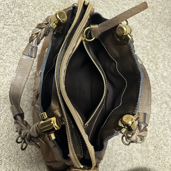 Chloe Heloise Satchel Leather Handbag Dark Metallic EUC Authentic - Picture 12 of 16